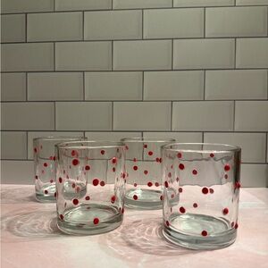 Target Set of 4 Retro / Boho Tumbler Glasses with Red Polka Dots